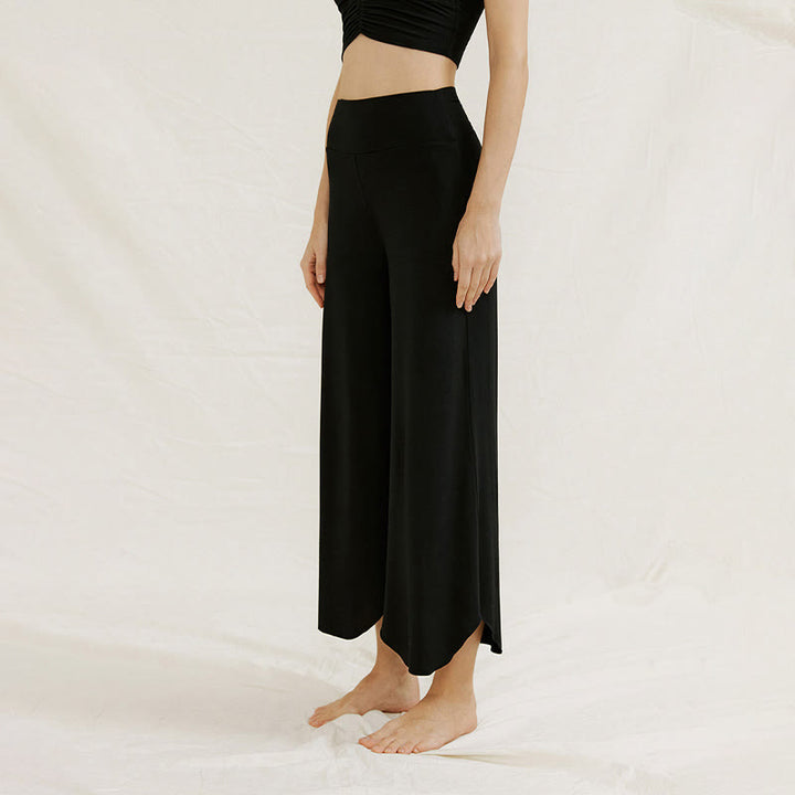 Pantalon large Leica décontracté uni ample à ourlet géométrique irrégulier pour femme Buddha Stones - image 26