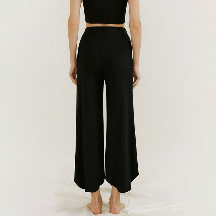 Pantalon large Leica décontracté uni ample à ourlet géométrique irrégulier pour femme Buddha Stones - image 24