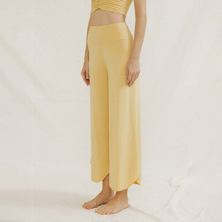 Pantalon large Leica décontracté uni ample à ourlet géométrique irrégulier pour femme Buddha Stones - image 8