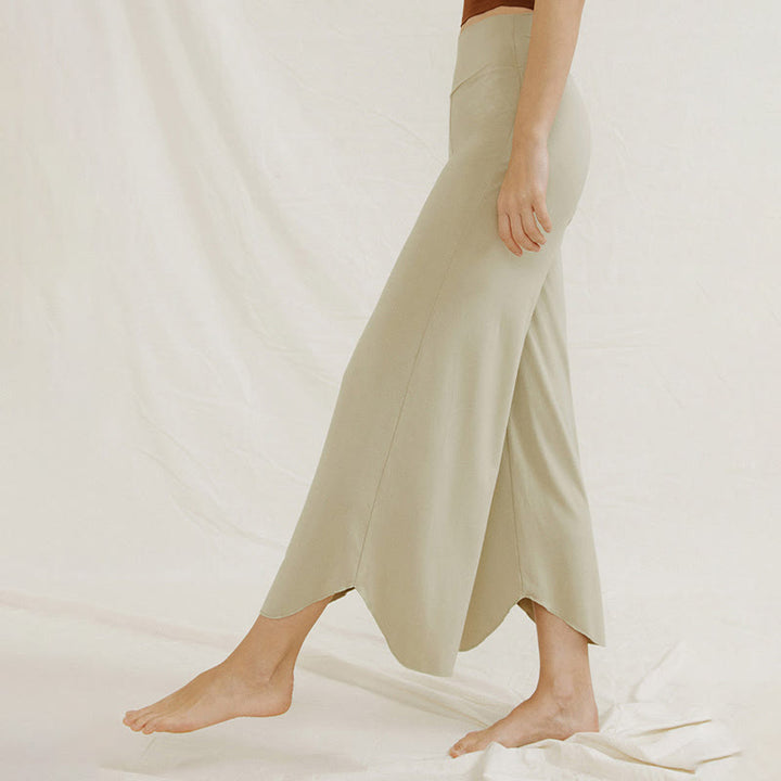 Pantalon large Leica décontracté uni ample à ourlet géométrique irrégulier pour femme Buddha Stones - image 19