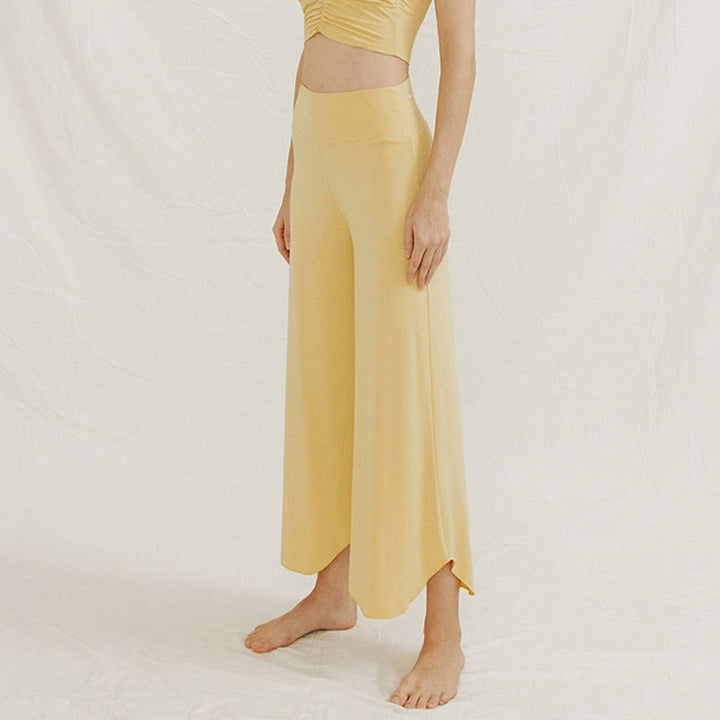 Pantalon large Leica décontracté uni ample à ourlet géométrique irrégulier pour femme Buddha Stones - image 9