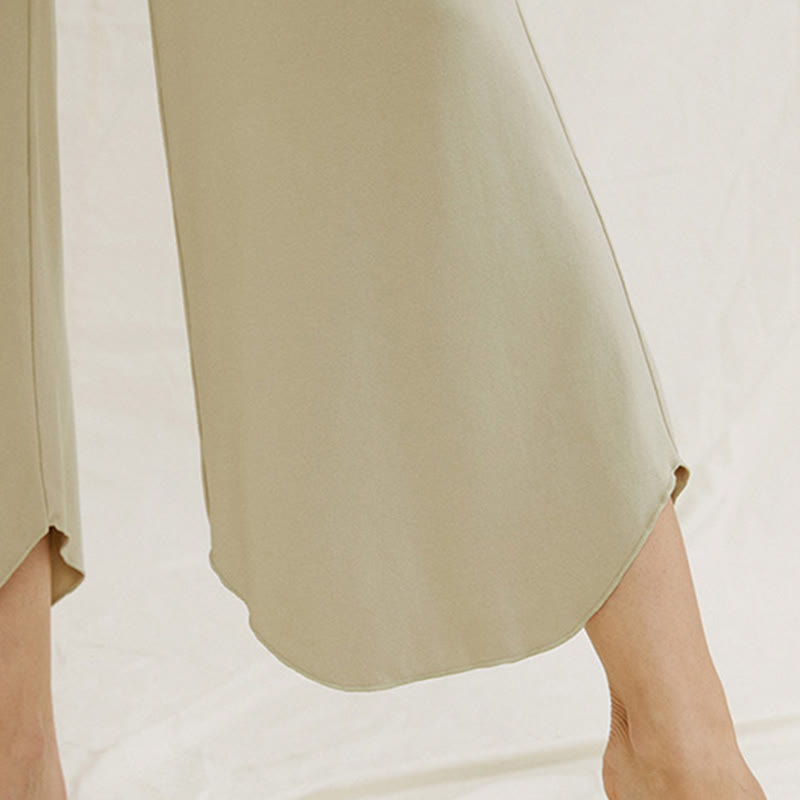 Pantalon large Leica décontracté uni ample à ourlet géométrique irrégulier pour femme Buddha Stones - image 20