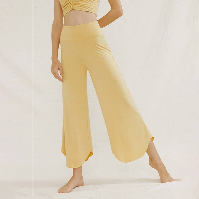 Pantalon large Leica décontracté uni ample à ourlet géométrique irrégulier pour femme Buddha Stones - image 10