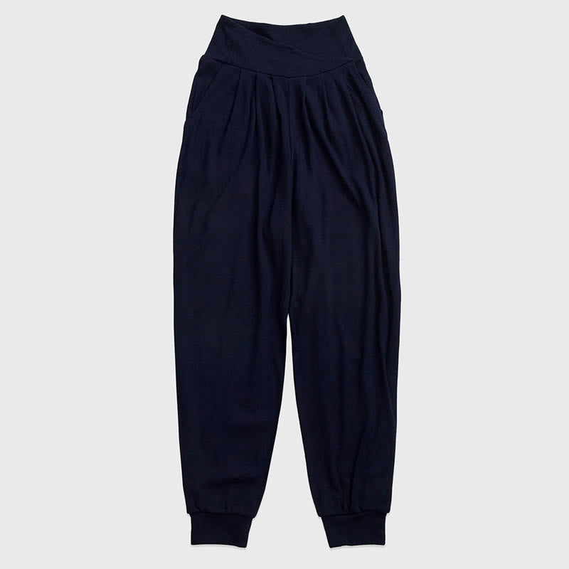 Pantalon décontracté en élasthanne avec ourlet fendu et poches pour femme Buddha Stones - Bleu nuit - US6，UK/AU10，EU38 (XL) - image 13