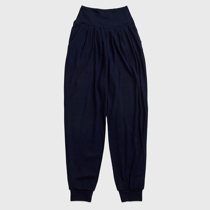 Pantalon décontracté en élasthanne avec ourlet fendu et poches pour femme Buddha Stones - Bleu nuit - US6，UK/AU10，EU38 (XL) - image 13