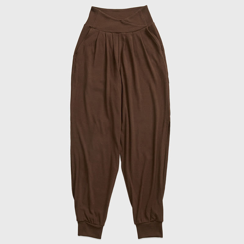 Pantalon décontracté en élasthanne avec ourlet fendu et poches pour femme Buddha Stones - SaddleBrown - US6，UK/AU10，EU38 (XL) - image 11