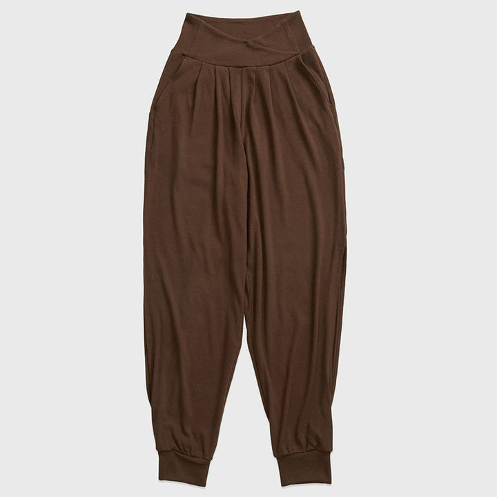 Pantalon décontracté en élasthanne avec ourlet fendu et poches pour femme Buddha Stones - SaddleBrown - US6，UK/AU10，EU38 (XL) - image 12
