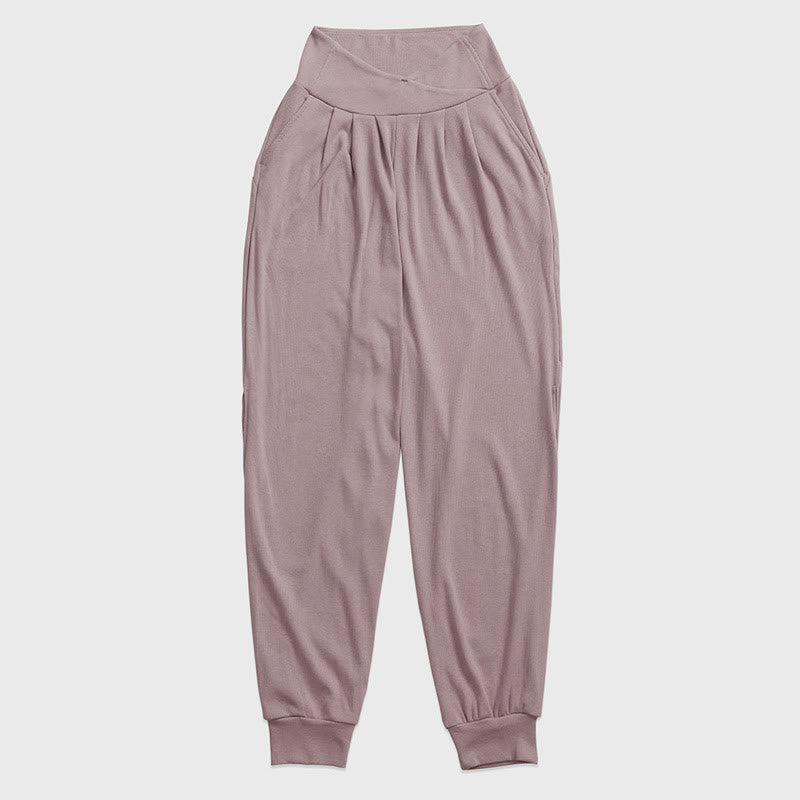 Pantalon décontracté en élasthanne avec ourlet fendu et poches pour femme Buddha Stones - image 1