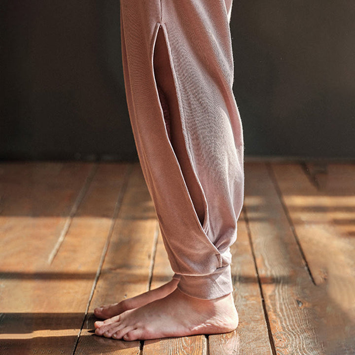 Pantalon décontracté en élasthanne avec ourlet fendu et poches pour femme Buddha Stones - image 6