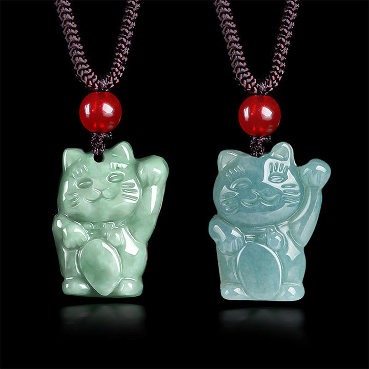 Collier pendentif en jade porte-bonheur Buddha Stones et chat porte-bonheur - image 11