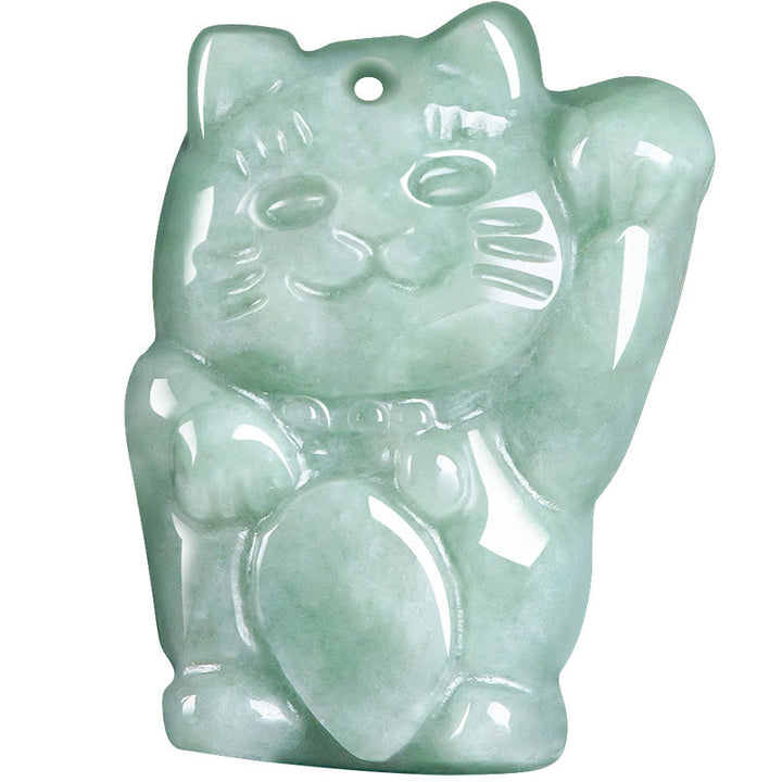 Collier pendentif en jade porte-bonheur Buddha Stones et chat porte-bonheur - image 7