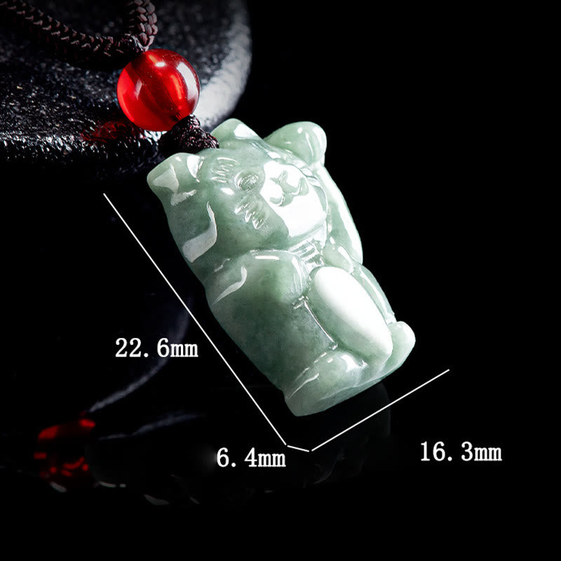 Collier pendentif en jade porte-bonheur Buddha Stones et chat porte-bonheur - image 6