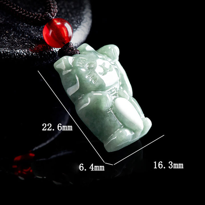 Collier pendentif en jade porte-bonheur Buddha Stones et chat porte-bonheur - image 6