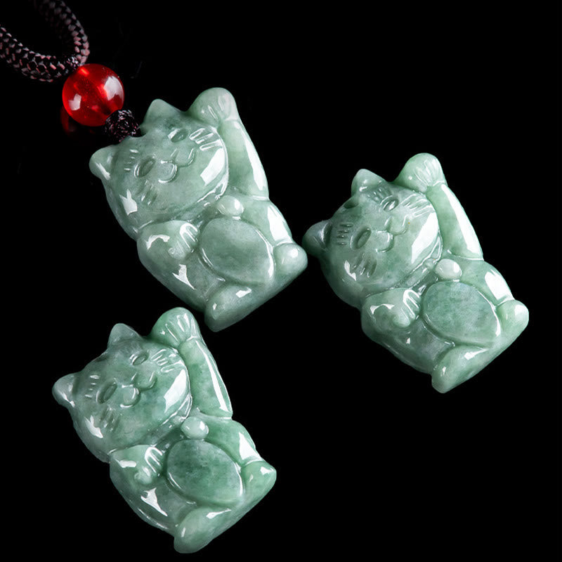 Collier pendentif en jade porte-bonheur Buddha Stones et chat porte-bonheur - image 12