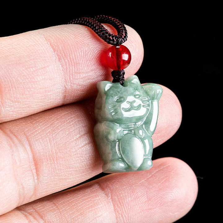 Collier pendentif en jade porte-bonheur Buddha Stones et chat porte-bonheur - image 5
