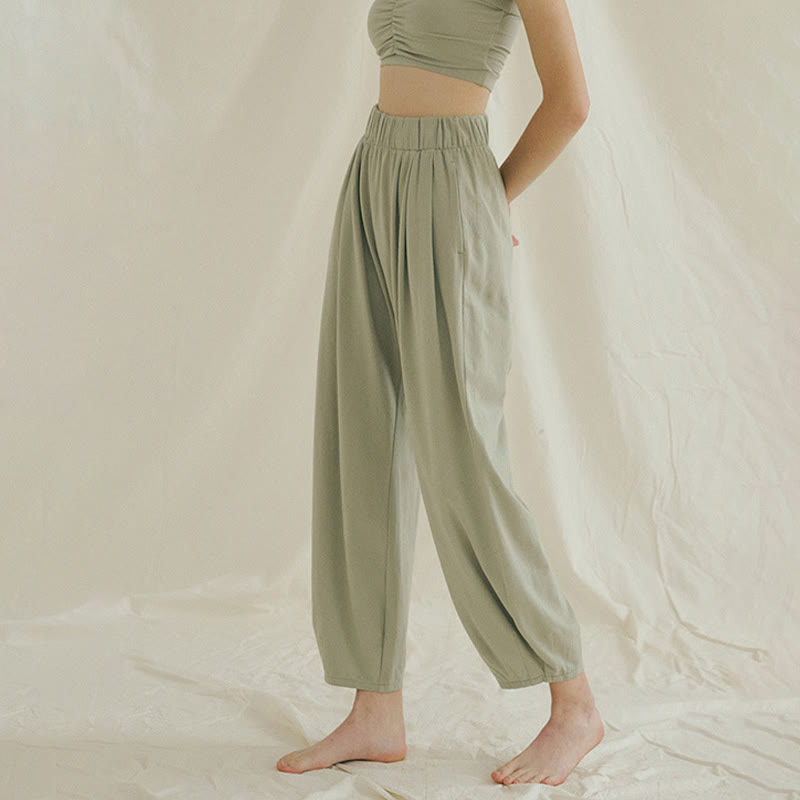 Pantalon sarouel décontracté uni respirant ample pour femme avec poches Buddha Stones Leica - image 15