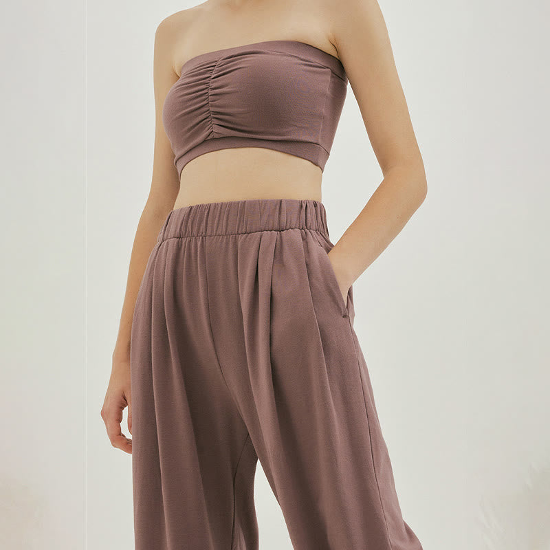 Pantalon sarouel décontracté uni respirant ample pour femme avec poches Buddha Stones Leica - image 26