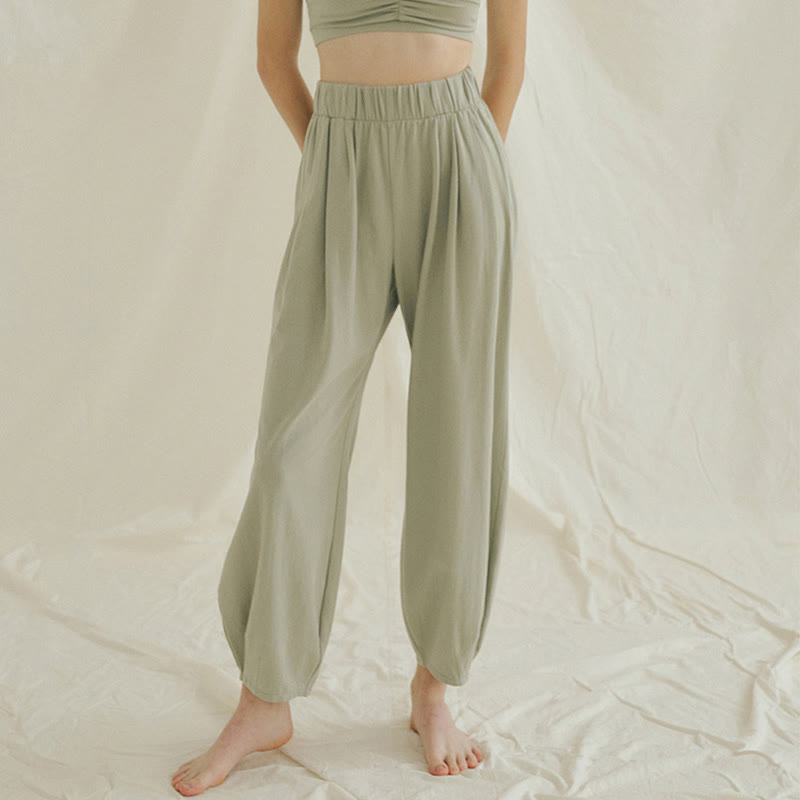 Pantalon sarouel décontracté uni respirant ample pour femme avec poches Buddha Stones Leica - Vert foncé - US4，UK/AU8，EU36 (L) - image 12