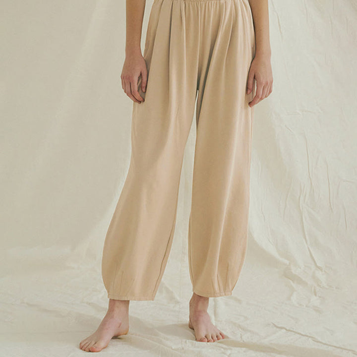 Pantalon sarouel décontracté uni respirant ample pour femme avec poches Buddha Stones Leica - Blé - US4，UK/AU8，EU36 (L) - image 0