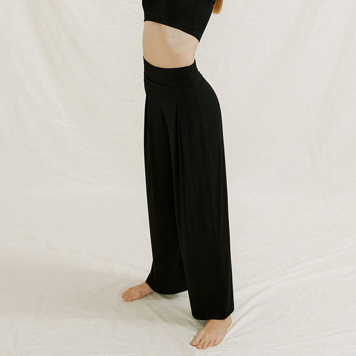 Pantalon ample taille haute décontracté Buddha Stones pour femme Leica