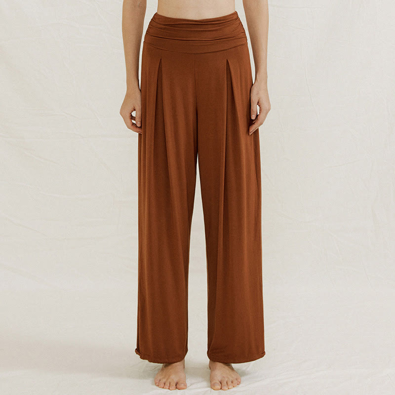 Pantalon ample taille haute décontracté Buddha Stones pour femme Leica - Terre de sienne - US6，UK/AU10，EU38 (L) - image 0