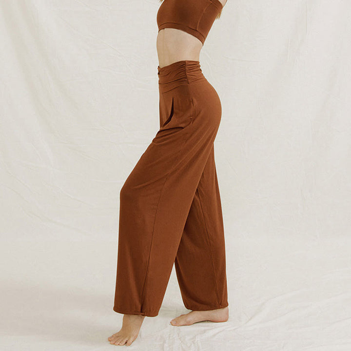 Pantalon ample taille haute décontracté Buddha Stones pour femme Leica