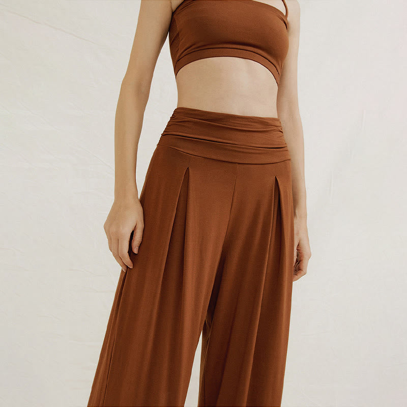Pantalon ample taille haute décontracté Buddha Stones pour femme Leica