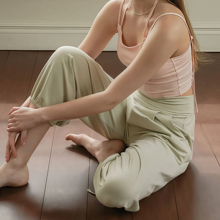 Pantalon Leica décontracté uni avec cordon de serrage et poches pour femme Buddha Stones - image 18