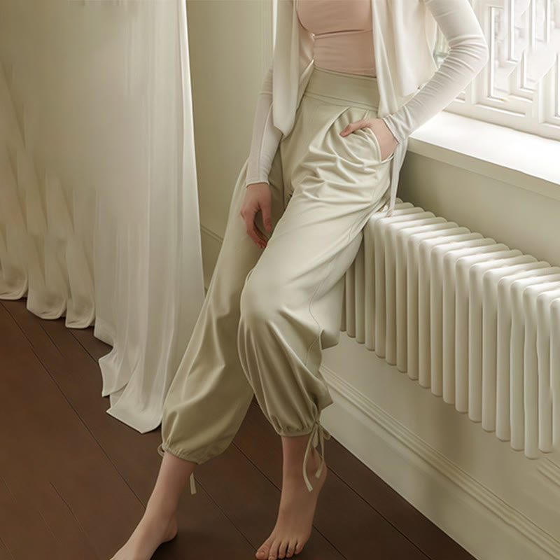 Pantalon Leica décontracté uni avec cordon de serrage et poches pour femme Buddha Stones - image 17