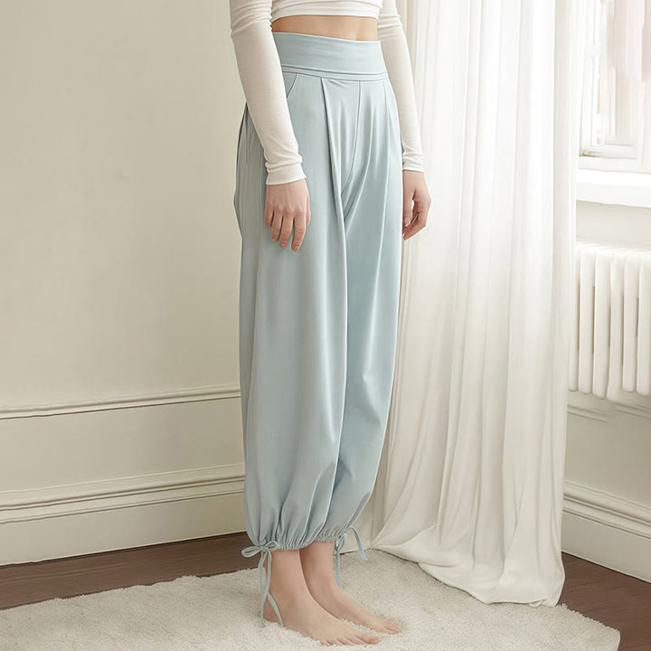 Pantalon Leica décontracté uni avec cordon de serrage et poches pour femme Buddha Stones - image 2