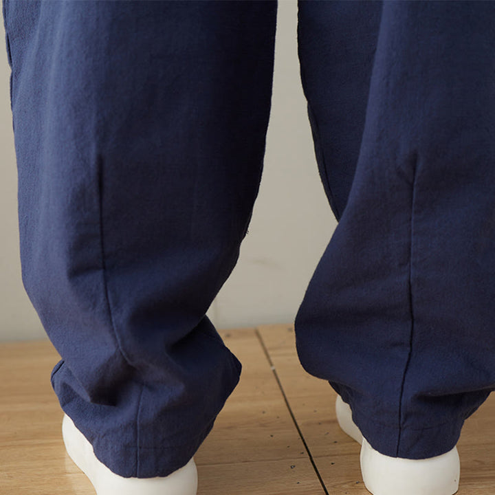 Pantalon décontracté en coton uni ample avec poches pour femme Buddha Stones