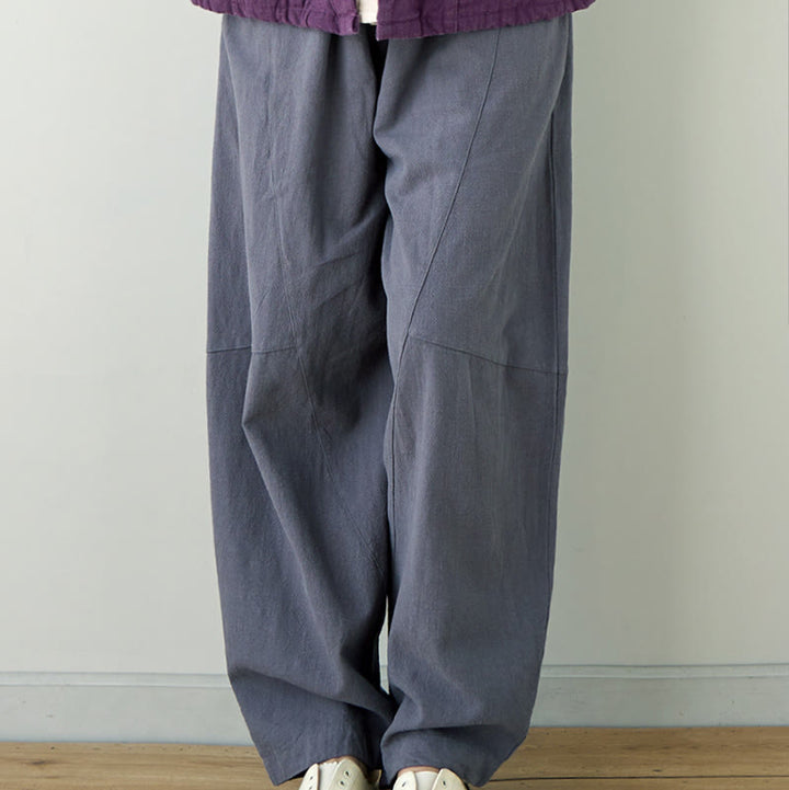 Pantalon décontracté en coton uni ample avec poches pour femme Buddha Stones