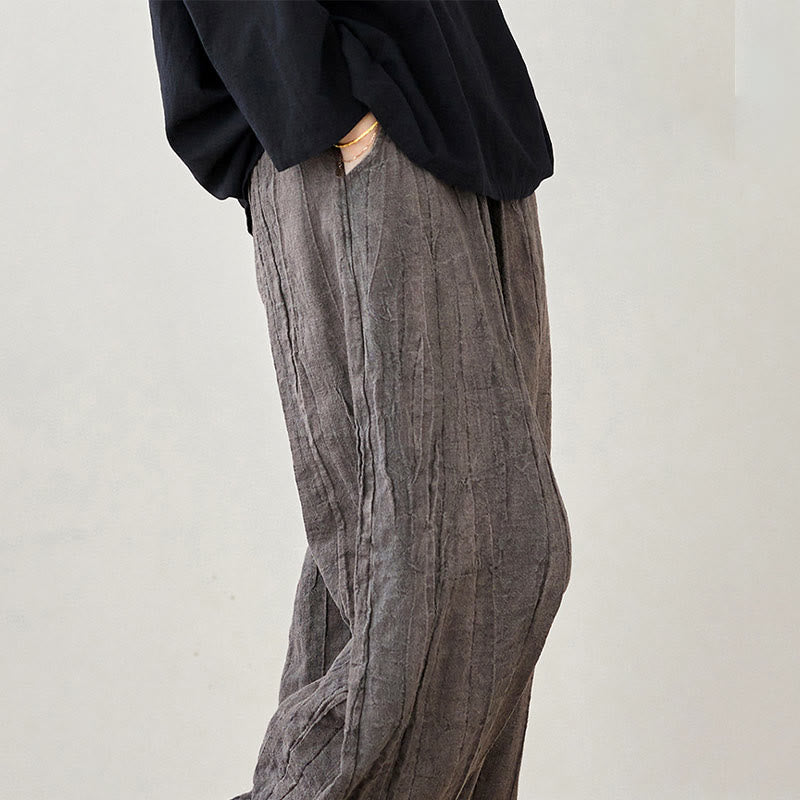 Pantalon décontracté uni ample en ramie avec poches pour femme de Buddha Stones - image 27