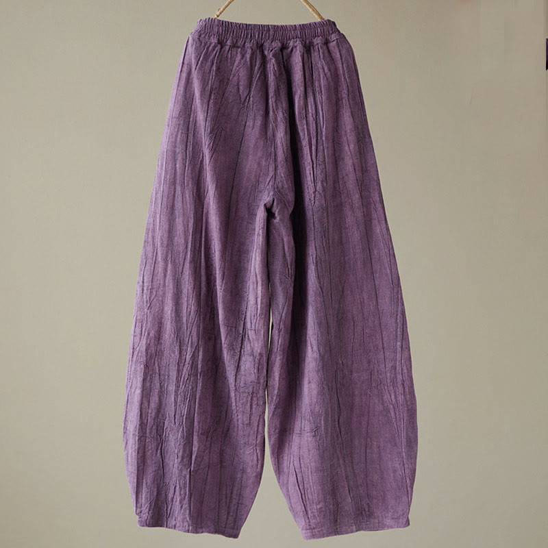Pantalon décontracté uni ample en ramie avec poches pour femme de Buddha Stones
