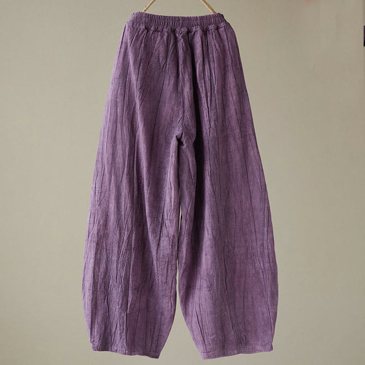 Pantalon décontracté uni ample en ramie avec poches pour femme de Buddha Stones