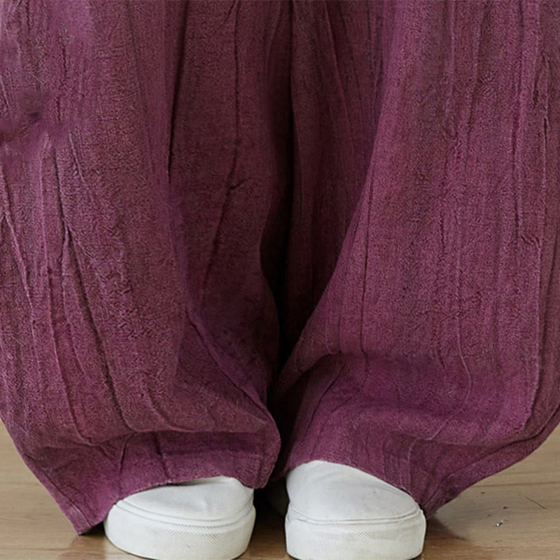 Pantalon décontracté uni ample en ramie avec poches pour femme de Buddha Stones