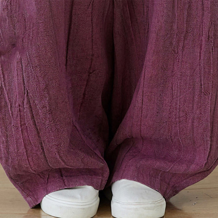 Pantalon décontracté uni ample en ramie avec poches pour femme de Buddha Stones