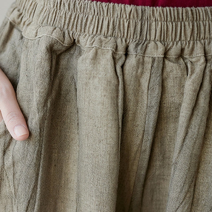 Pantalon décontracté uni ample en ramie avec poches pour femme de Buddha Stones
