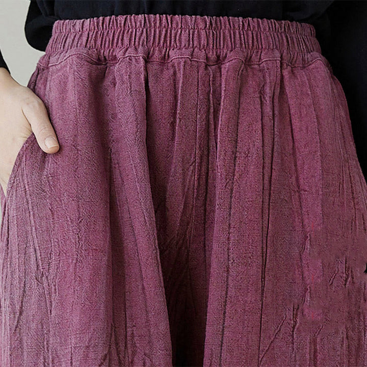 Pantalon décontracté uni ample en ramie avec poches pour femme de Buddha Stones