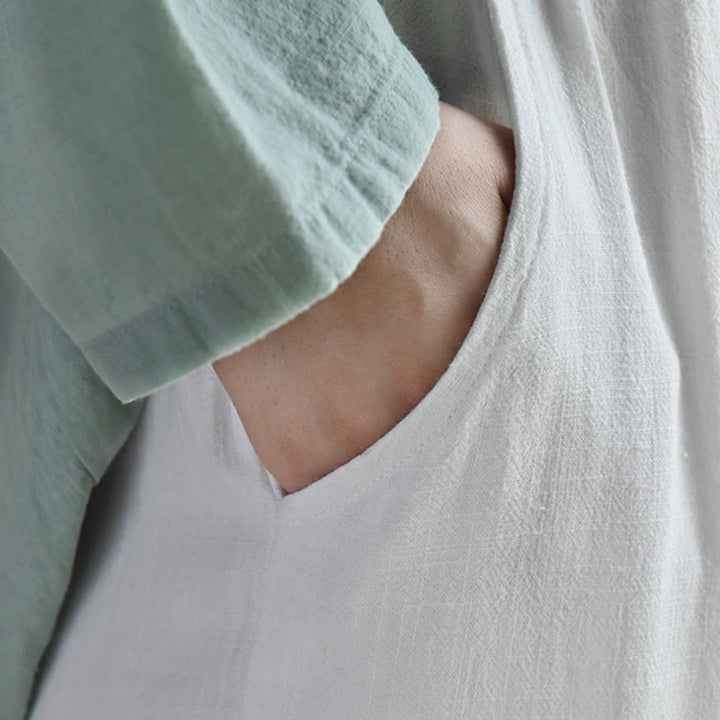 Pantalon décontracté en lin uni ample avec poches pour femme Buddha Stones - image 11