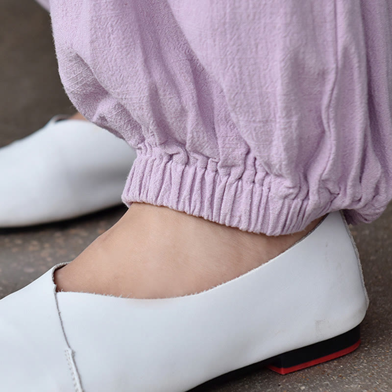 Pantalon décontracté en lin uni ample avec poches pour femme Buddha Stones - image 28