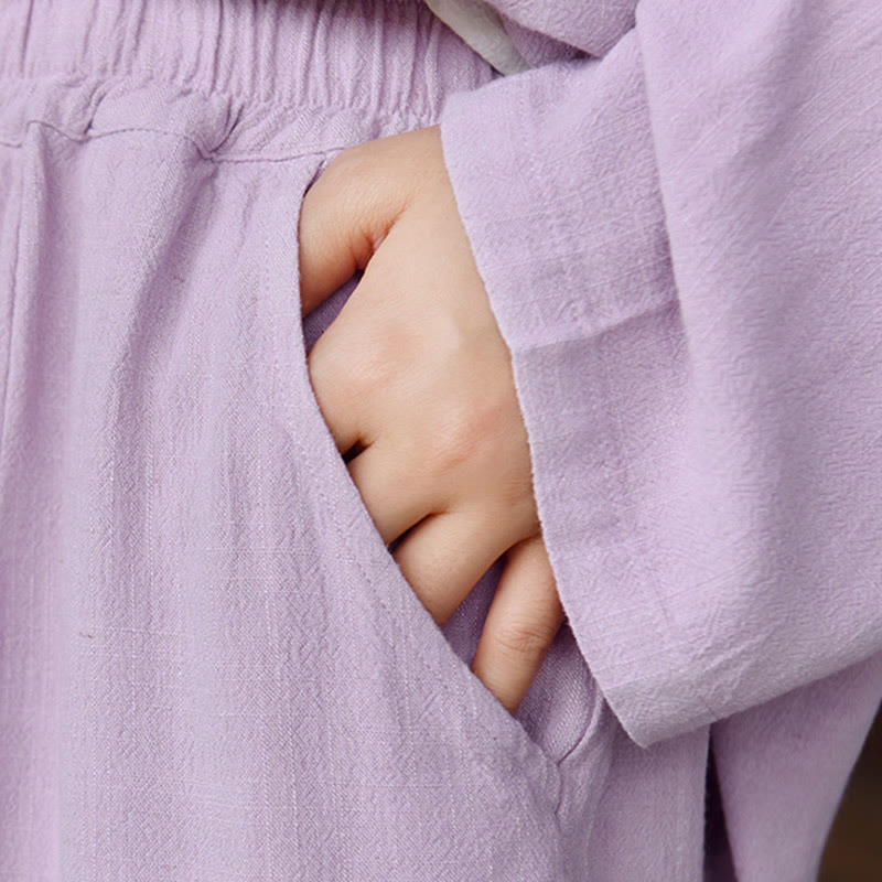 Pantalon décontracté en lin uni ample avec poches pour femme Buddha Stones - image 27