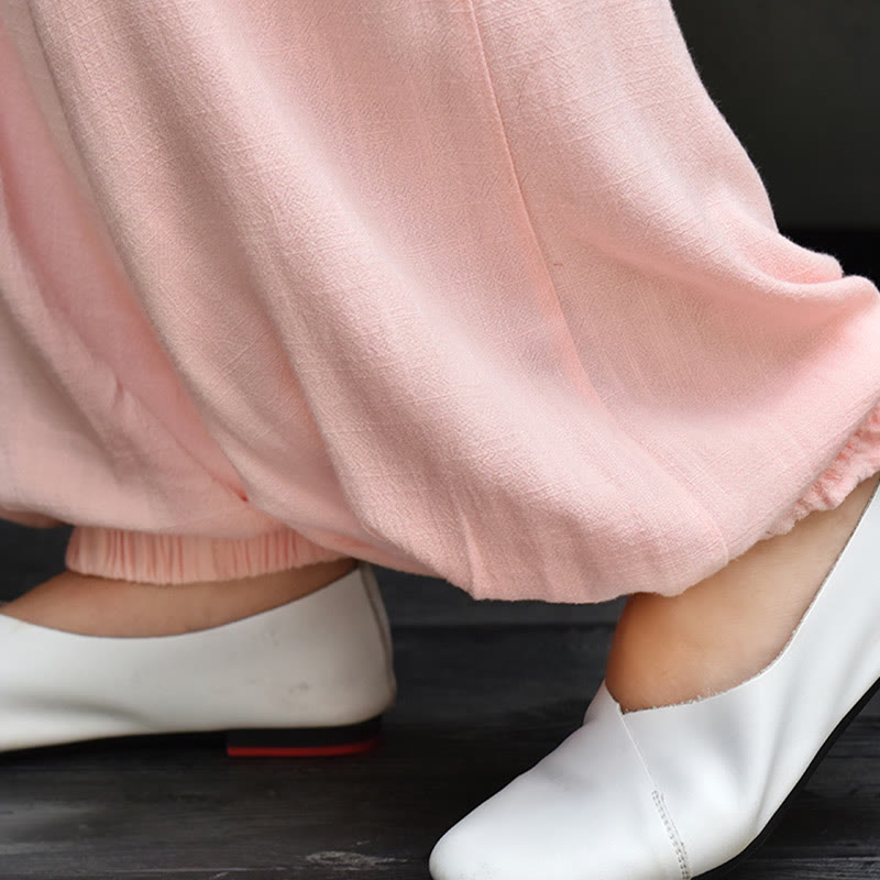 Pantalon décontracté en lin uni ample avec poches pour femme Buddha Stones - image 31