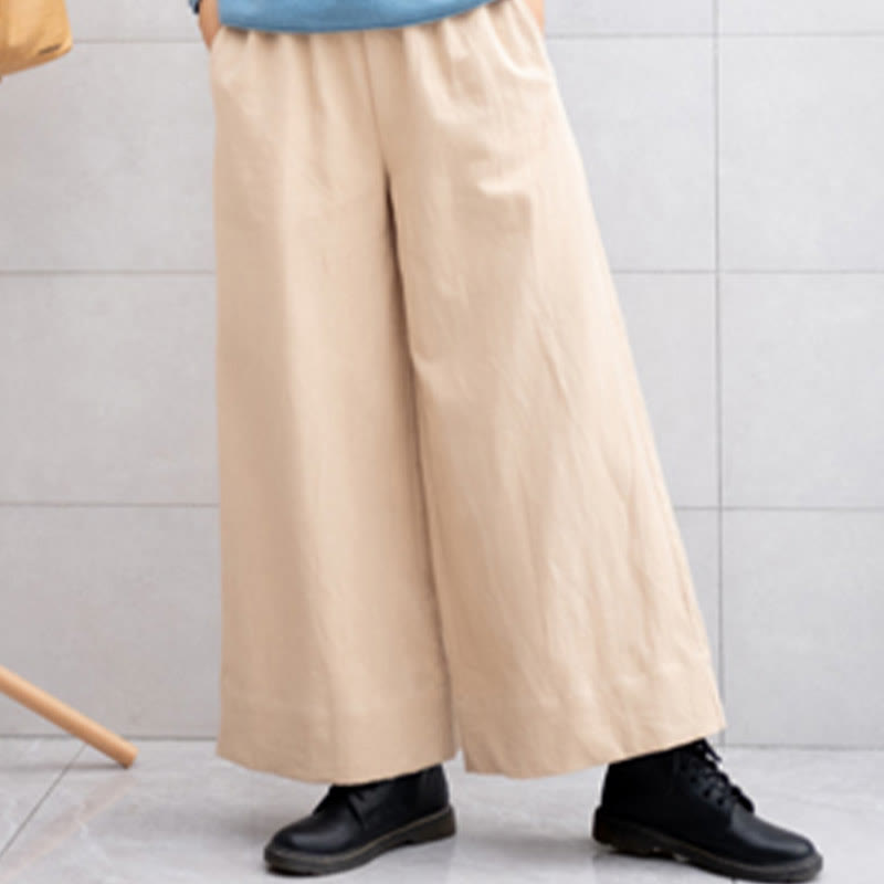 Pantalon large décontracté uni ample en ramie pour femme avec poches Buddha Stones
