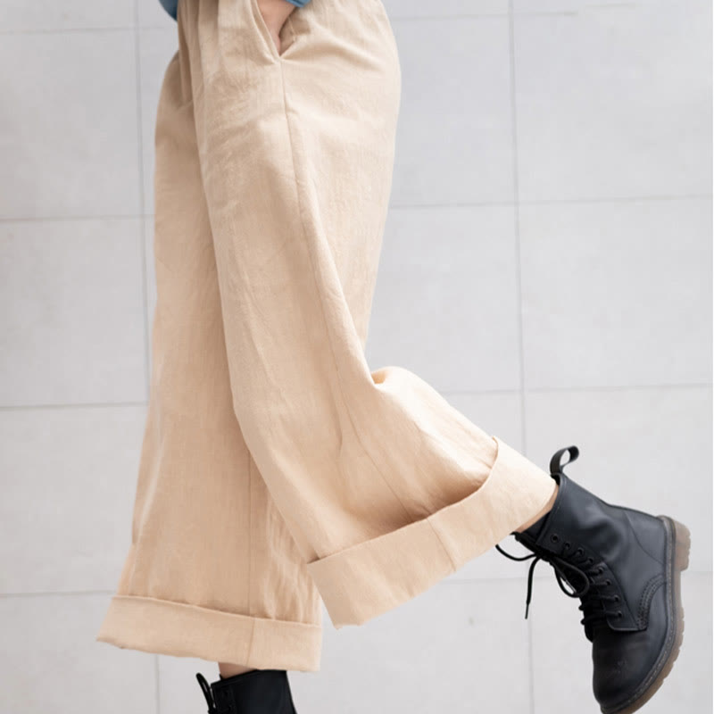 Pantalon large décontracté uni ample en ramie pour femme avec poches Buddha Stones - image 22