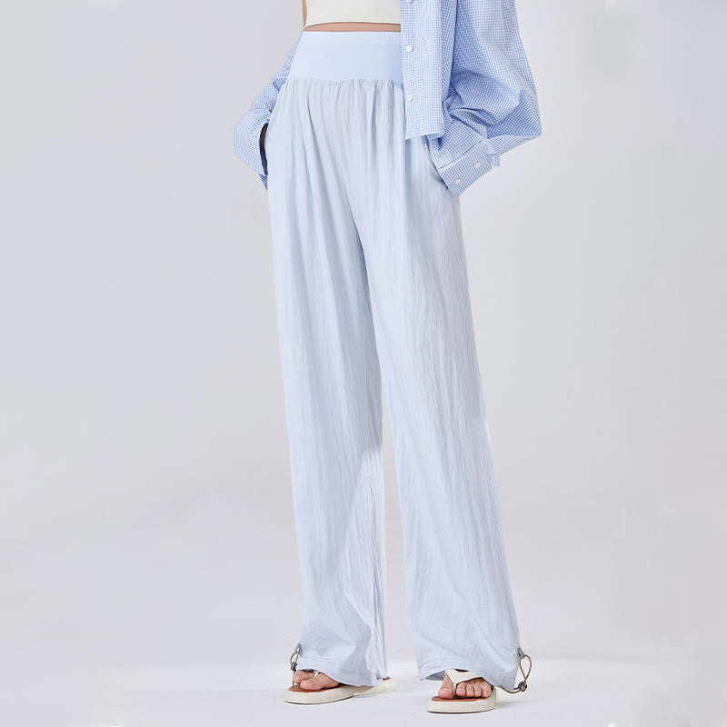 Pantalon large en viscose pour femme, Buddha Stones , uni, ample, avec soutien du ventre élastique élevé, avec poches - image 6