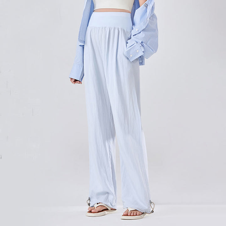 Pantalon large en viscose pour femme, Buddha Stones , uni, ample, avec soutien du ventre élastique élevé, avec poches - image 7