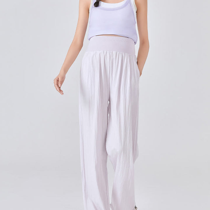 Pantalon large en viscose pour femme, Buddha Stones , uni, ample, avec soutien du ventre élastique élevé, avec poches - image 10