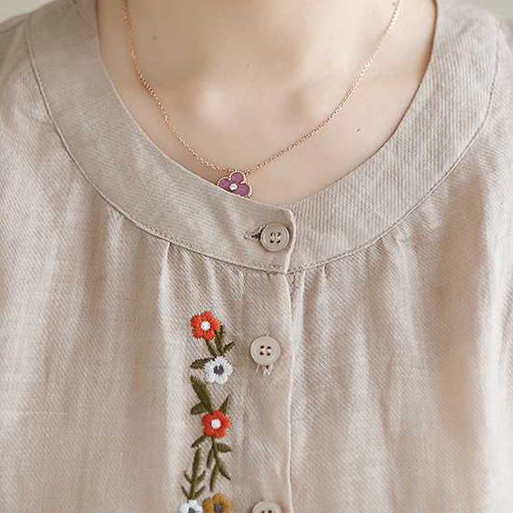 Ensemble 2 pièces en coton avec broderie de fleurs et Buddha Stones , haut et pantalon, vêtements de méditation Zen Tai Chi pour femmes - image 21