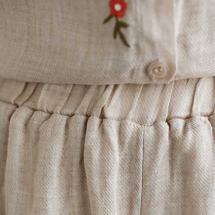 Ensemble 2 pièces en coton avec broderie de fleurs et Buddha Stones , haut et pantalon, vêtements de méditation Zen Tai Chi pour femmes - image 24